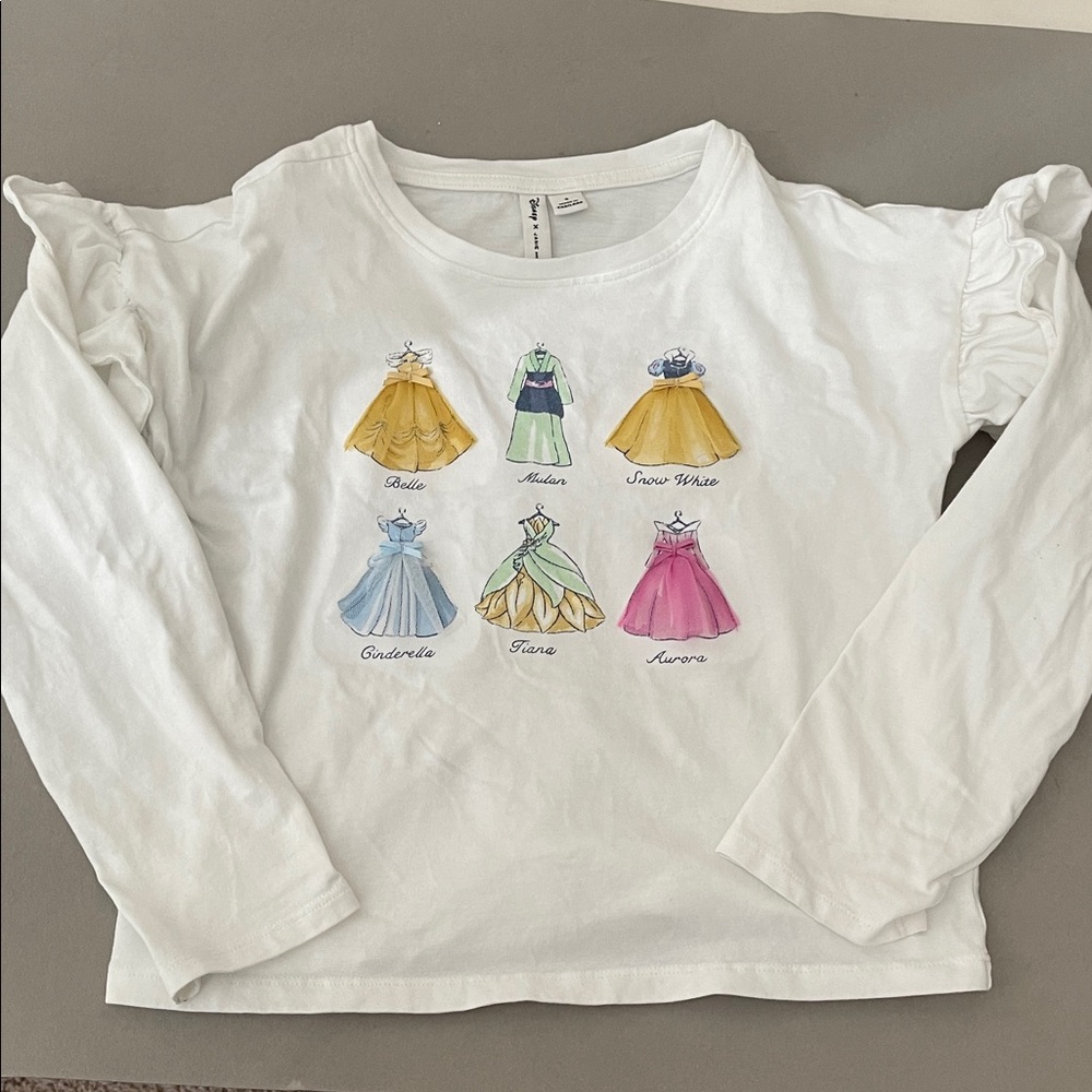 Janie and Jack Disney Princess Dress White Long Sleeve Tee Shirt